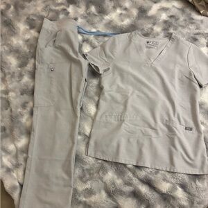 Figs Technical Collection Scrub Top in Light Gray